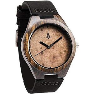 Treehut Men's Ebony Wooden Watch- Ebony Walnut Burl Wooden